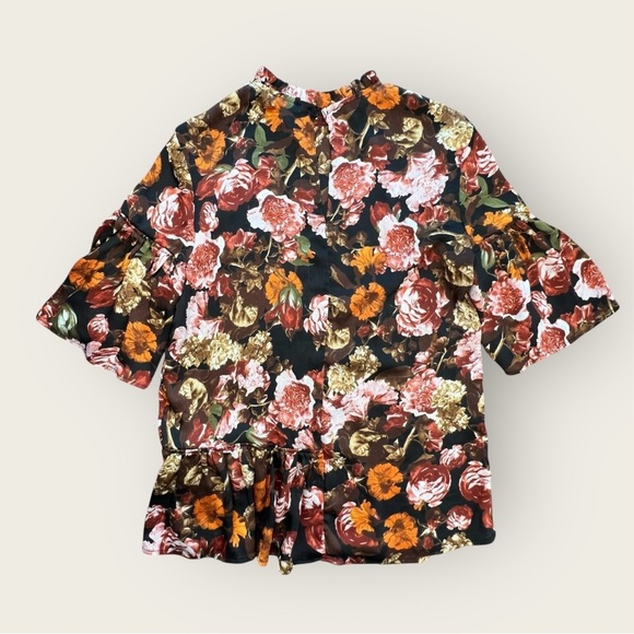 H&M Floral Ruffle Peplum Blouse | Size 6 | Fall Floral Top - Picture 4 of 11